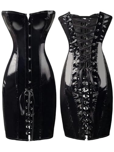 Beliebtes PVC-Kleid, bauchformender Bodysuit, Palastkörper, Korsett, Enger Rock, Schwarz, L von WEITING