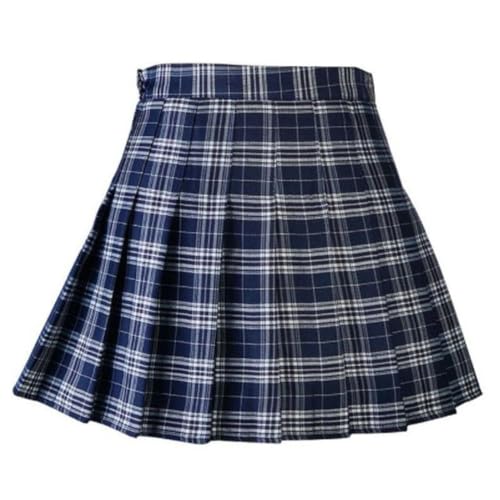 Sommer Frauen Plaid Print Rock Lässig Hohe Taille Student Plissee Röcke Harajuku Nette Süße Mädchen Tanz Mini Rock-Beige-L von WEITING