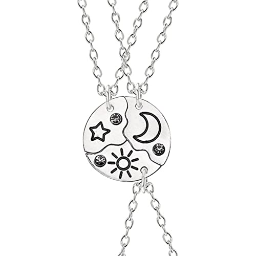 WEITING 3-teiliges Set Sonne Mond Stern Anhänger Halskette Freund Bff Freundschaft Paar Halskette Modeschmuck von WEITING