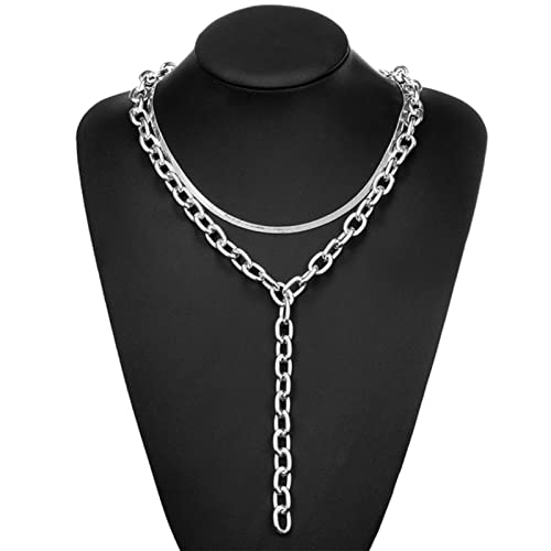 WEITING Einfache Kette Schloss Halskette Anhänger Damen Silber Mode Goth Schmuck Party Punk Lange Halskette Geschenke-Style20 von WEITING