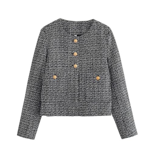 WEITING Kleine, duftende Jacke aus französischem gewebtem Tweed für Damen 2023, Herbst, Neuer Damen-Cardigan, Kurze strukturierte Oberseite, Bildfarbe: S von WEITING