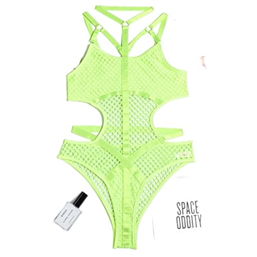 WEITING Strick-Fischnetz Netz-Body Frauen Sexy Gothic Dessous Overalls Ausgehöhlter ärmelloser Körper Schwarz Spitze Top-Neongrün, S WEITING Strick-Fischnetz Netz-Body Frauen Sexy Gothic Dessous Overalls Ausgehöhlter ärmelloser Körper Schwarz Spitze Top-Neongrün, S von WEITING