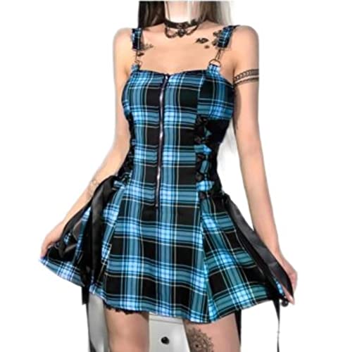 WEITING Y2k Japanisches Kawaii-Lolita-Kleid für Damen, ästhetisch, kariert, plissiert, Mini-E-Mädchen, Harajuku-Kleider, Sets, Goth-Fee-Grunge-Kleidung-Kleid3, L von WEITING