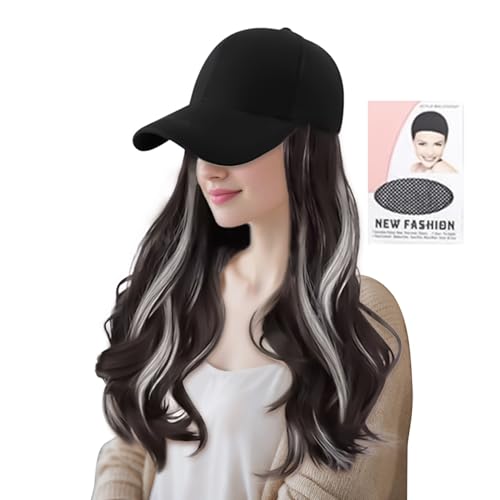 weiting Hut mit Perücke,50 cm Perücke - Verstellbarer Atmungsaktiv Hut für Sommer Tägliches Tragen Cosplay Styling Party Halloween Mädchen von WEITING