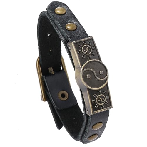 WEITINGKKK Feng Shui-Armband, Chinesisches Taiji-Armband aus Rindsleder, Armband for Männer und Frauen, Modelle Yin und Yang, Klatsch und Tratsch, Paar, Handschmuck(Black) von WEITINGKKK