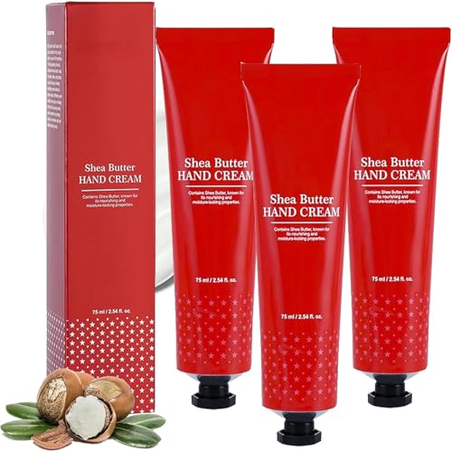 Sheabutter Handcreme für trockene rissige Hände, Honig- und Mandelextrakte, Anti-Handfalten, schnell absorbierende nicht fettige Handfeuchtigkeitscreme, tiefe Feuchtigkeitsdauer (3PCS) von WEIWOGU