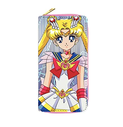 WEIXIER-bag Geldbörsen|Brieftasche|portemonnaieAnime Sailor Moon PU Lange Rosa Damen Student Brieftasche Reisepass Kosmetiktasche Kartenhalter von WEIXIER-bag