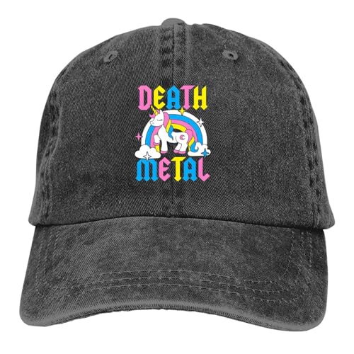 Niedliche Einhorn Cartoon Mehrfarbiger Hut Spitz Damen Kappe Death Metal Regenbogen Personalisierte Visor Schutz Hüte von WEIXNCXCJ
