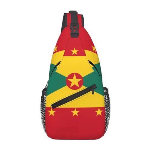 WEIXNCXCJ Benutzerdefinierte Flagge von Grenada Sling Crossbody Brusttasche Männer Mode Schulterrucksack zum Wandern von WEIXNCXCJ