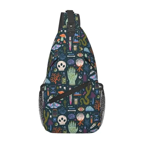 WEIXNCXCJ Custom Witch Pattern Sling Crossbody Brusttasche Männer Casual Schulterrucksack für Reisen Radfahren von WEIXNCXCJ