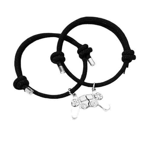 WEIYIing 2er Set Game Controller Paar Halskette Farbe Spielkonsole Anhänger Geschenk (Bracelet Black Silver + Silver) von WEIYIing