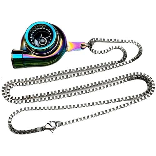 WEIYIing Mini Turbolader Halsketten Metall Autoteile Anhänger Edelstahl Halsketten Männer Drehmoment Auto Halsketten Schmuck,Bunter Turbo WEIYIing Mini Turbolader Halsketten Metall Autoteile Anhänger Edelstahl Halsketten Männer Drehmoment Auto Halsketten Schmuck,Bunter Turbo von WEIYIing