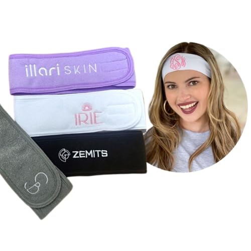 WEIYOUDP Personalisierte Spa Stirnband Junggesellinnenabschied Geschenk benutzerdefinierte Logo bestickt Haar Stirnbänder Badezimmer Geschenkverpackung Stirnband Einstellbare Freundin Valentinstag von WEIYOUDP