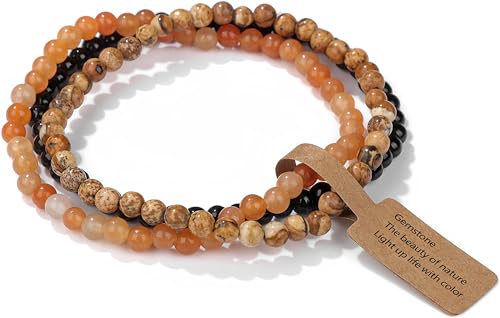 Handmade Echte Naturstein Perlen Heilsteine Armband, Damen Herren Chakren Perlenarmband, 4MM Runde Edelstein Yoga Armbänder,Inklusive Ersatzperlen (Stil 5) von WEIZAIJY