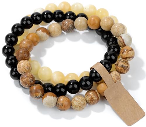 Handmade Echte Natursteinperlen Heilsteine Armband (Bild Jasper&Schwarzer Onyx&Gelbe Jade) von WEIZAIJY