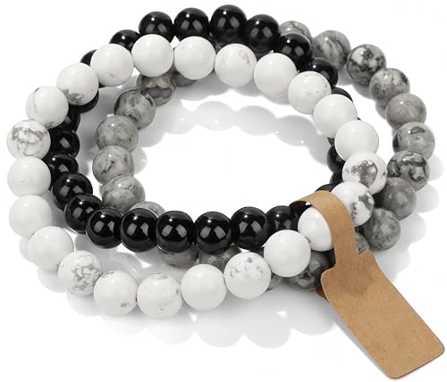 Handmade Echte Natursteinperlen Heilsteine Armband (Kartenstein&Schwarzer Onyx&Heulen) von WEIZAIJY