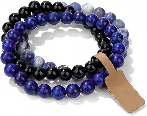 Handmade Echte Natursteinperlen Heilsteine Armband (Lapis Lazuli&Schwarzer Onyx&Sodalit) von WEIZAIJY
