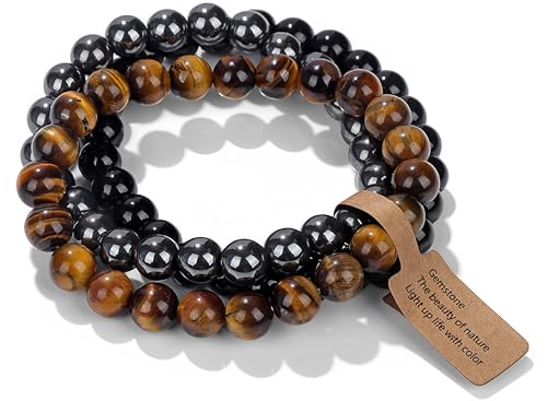 Handmade Echte Natursteinperlen Heilsteine Armband (Tiger Augenstein&Hematit&Schwarzer Onyx) von WEIZAIJY