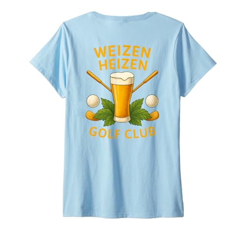 Damen WEIZEN HEIZEN Golf Club X Golfen Golfer Golfclub - Backprint T-Shirt mit V-Ausschnitt Damen WEIZEN HEIZEN Golf Club X Golfen Golfer Golfclub - Backprint T-Shirt mit V-Ausschnitt von WEIZEN HEIZEN GOLF CLUB X Lecker Bierchen Golfing