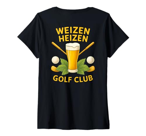 Damen WEIZEN HEIZEN Golf Club X Golfen Golfer Golfclub - Backprint T-Shirt mit V-Ausschnitt Damen WEIZEN HEIZEN Golf Club X Golfen Golfer Golfclub - Backprint T-Shirt mit V-Ausschnitt von WEIZEN HEIZEN GOLF CLUB X Lecker Bierchen Golfing