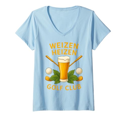 Damen WEIZEN HEIZEN Golf Club X Golfen Golfer Golfclub - FRONTAL T-Shirt mit V-Ausschnitt Damen WEIZEN HEIZEN Golf Club X Golfen Golfer Golfclub - FRONTAL T-Shirt mit V-Ausschnitt von WEIZEN HEIZEN GOLF CLUB X Lecker Bierchen Golfing