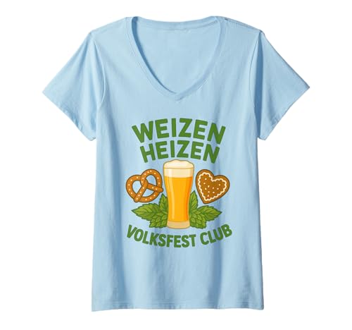 Damen WEIZEN HEIZEN Volksfest Club X Bier Weizen Oktoberfest T-Shirt mit V-Ausschnitt Damen WEIZEN HEIZEN Volksfest Club X Bier Weizen Oktoberfest T-Shirt mit V-Ausschnitt von WEIZEN HEIZEN VOLKSFEST CLUB X Lecker Bierchen