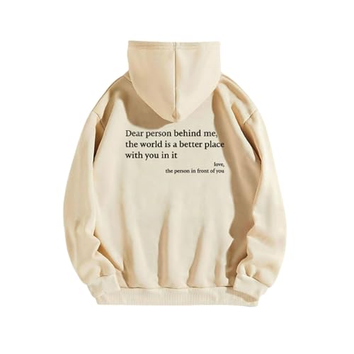 WEJDYKG Dear Person Behind Me Hoodie, You Are Enough Hoodie, Pullover Hoodie Loose Graphic Sweatshirts for Women (Apricot,Large) von WEJDYKG