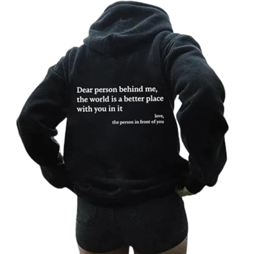 Dear Person Behind Me Hoodie, You Are Enough Hoodie, Pullover Hoodie Loose Graphic Sweatshirts for Women (Black,4X-Large) von WEJDYKG