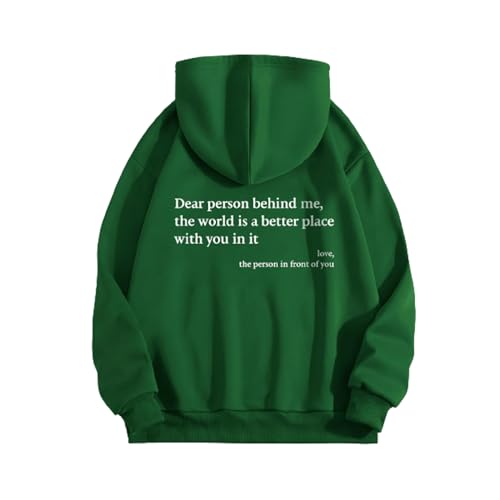 WEJDYKG Dear Person Behind Me Hoodie, You Are Enough Hoodie, Pullover Hoodie Loose Graphic Sweatshirts for Women (Green,4X-Large) von WEJDYKG