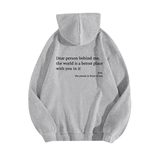 Dear Person Behind Me Hoodie, You Are Enough Hoodie, Pullover Hoodie Loose Graphic Sweatshirts for Women (Grey,Large) von WEJDYKG