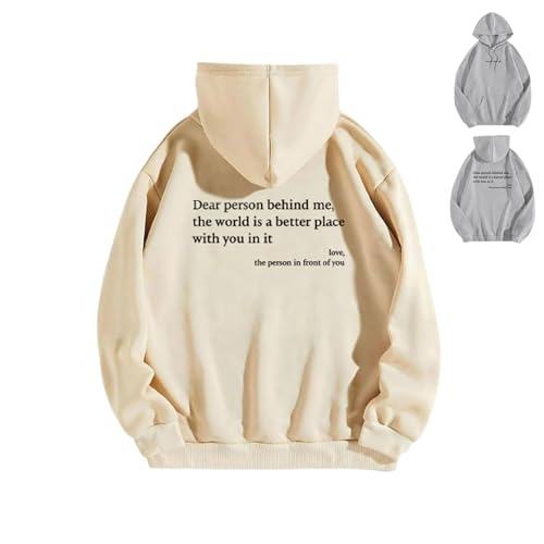 New Dear Person Behind Me Sweatshirt, You Are Enough Hoodie, Hoodie Loose Graphic Sweatshirts for Women (Apricot,Large) von WEJDYKG