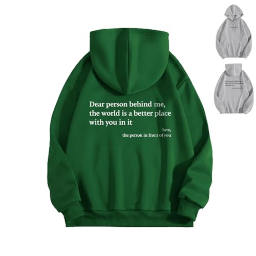 New Dear Person Behind Me Sweatshirt, You Are Enough Hoodie, Hoodie Loose Graphic Sweatshirts for Women (Green,4X-Large) von WEJDYKG