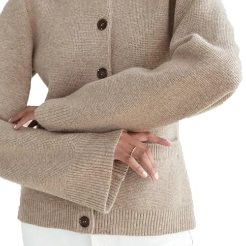 WEJDYKG Ultra-Soft Button Cardigan, 2024 New Button Cardigan Sweater Women with Pockets, Cardigan Sweater (Grey,X-Small) von WEJDYKG