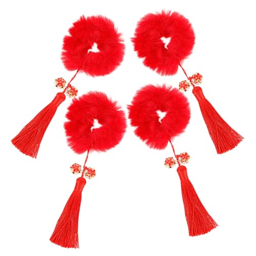 WEKADRIN 2paare Chinesische Roten Quasten Haargummis Für Erwachsene Neujahrsfest Haaraccessoires Für Partys Und Fotografie von WEKADRIN