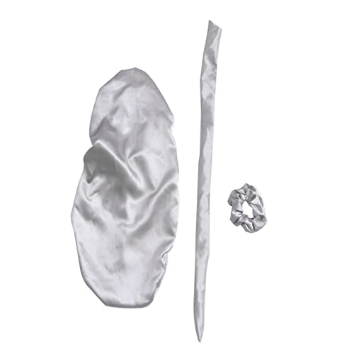 3 Stk dreiteilige Turbanmütze Schlafhaube aus Satin geflochtene Stirnbänder für Damen Haarband haar zubehör schlafkappe Motorhaube mit elastischem Band Nachtschlafmützen Silver WEKADRIN von WEKADRIN