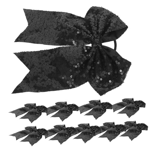 WEKADRIN 10 Stück Teiliges Cheer Haarschleifen mit Glitzernden Pailletten Elastische Haargummis für Pferdeschwanz Geeignet für Cheerleader Mädchen Vielseitig für Lockiges Glattes und von WEKADRIN