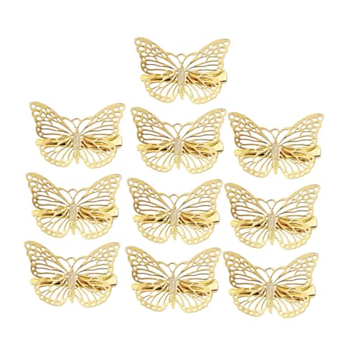 WEKADRIN 10 Stück Teiliges Goldfarbener Hohl Gestalteter Haarklammern mit Schmetterlingsmotiv Modischer Haarschmuck für Mädchen Stabile Clips für Verschiedene Anlässe Wie Hochzeit Party von WEKADRIN