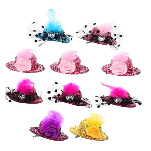 WEKADRIN 10 Stück Teiliges Haarnadel Mädchen Haarklammern mit Schimmerndem Mini Hut Design Stabile Haarspangen für Party Festival Geburtstagsgeschenk Kindgerecht und Vielseitig von WEKADRIN