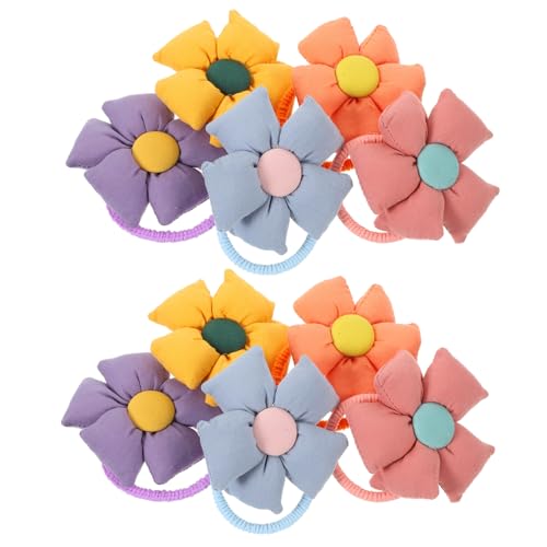 WEKADRIN 10 Stück Teiliges Mädchen Haarschmuck Bunte Elastische Haargummis mit Blumenmotiv Schonend für Haare Vielseitige Ponytail Halter für Verschiedene Frisuren von WEKADRIN