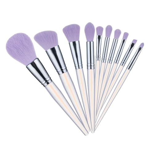 WEKADRIN 10 Stück Teiliges Make Up Pinsel Transparent Violett Acrylgriff Weiche Dichte Gesichtspinsel für Lidschatten Foundation Kompakt Leicht für Damen Tägliche Kosmetik von WEKADRIN