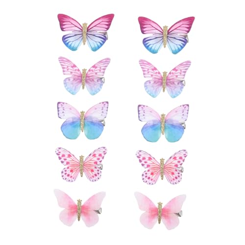 WEKADRIN 10 Stück Teiliges Schmetterling Haarschmuck Bunte Haarklammern für Mädchen Damen Verstellbare Leichte Haarspangen für Hochzeit Party Alltag Dekorative Haarklammern mit Feinem von WEKADRIN