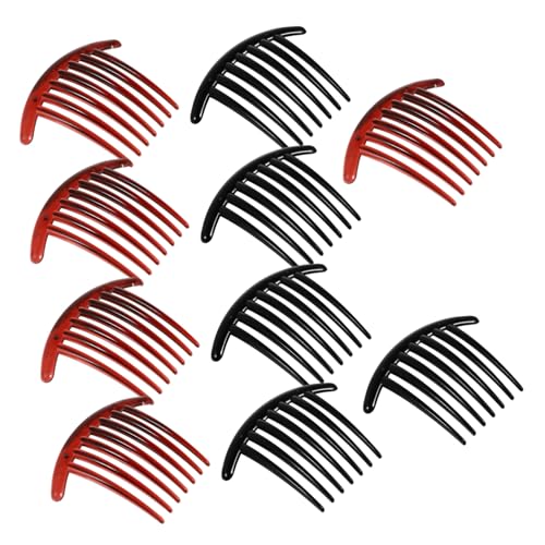 WEKADRIN 10 Stück Zahn Haarkamm Teilig Mondförmige Haarspange in Schwarz und Rotbraun Kunststoff Haarkamm Scharfe Kanten Haarstyling Zubehör für Frauen für Party und Hochzeit von WEKADRIN