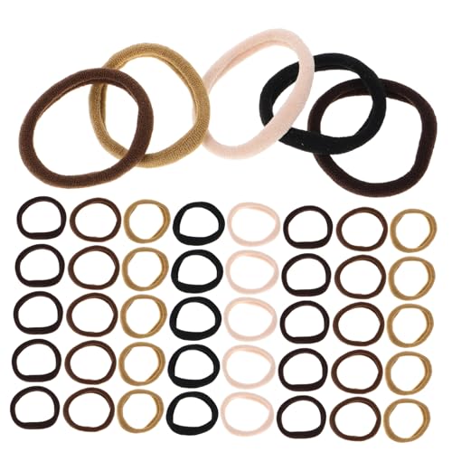 WEKADRIN 100 Stück Elastische Haargummis Damen Mädchen Nahtlos Schonend Hohe Dehnbarkeit Milchtee Farbton Strapazierfähige Ponytail Halter für Dünnes Haar Alltag Sport von WEKADRIN
