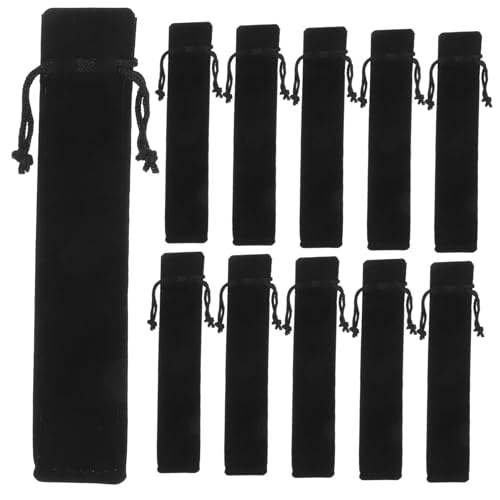 WEKADRIN 100stücke Schwarze Velvet Pen Pouch Eleganter Stiftschutz Für Füllfederhalter Bleistifte Und Mehr Für Büro Schule Und Reisen Mit Kordelzug Und Schützendem Samt von WEKADRIN