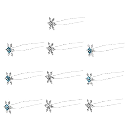 WEKADRIN 10stücke Glitzernde Schneeflocken-haarspangen Aus Metall U-förmige Haargabeln Mit Strass-kristallen Kopfschmuck Für Brautfrisuren Haarspangen Für Hochzeit Zubehör Für Frauen von WEKADRIN