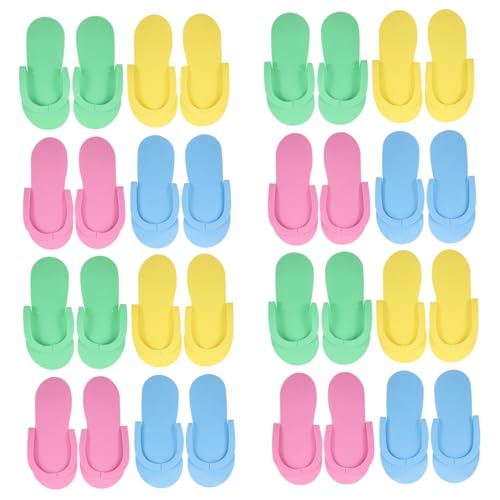 WEKADRIN 12 Paare Faltbare EVA Einweg Duschschuhe Rutschfest Schnelltrocknend Badezimmer Hausschuhe für Damen Herren Gäste Hotel Reise Home Spa Slipper in Blau Grün Gelb von WEKADRIN