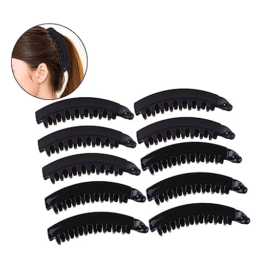 WEKADRIN 12 Stück Teiliges Große Schwarze Bananen haarclips mit Zähnen und Feder Rutschfeste Haarspangen für Damen Praktische Ponytail halter für Duschen und Alltag von WEKADRIN