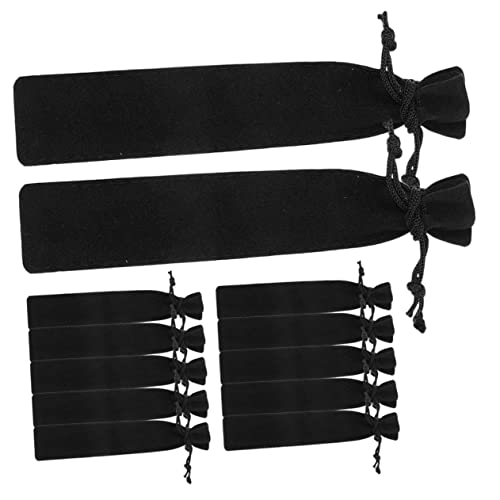 WEKADRIN 12 Stück Teiliges Großer Stiftesack aus Doppelt Dickem Samt mit Zugband Tragbare Federtasche zur Stiftaufbewahrung und Schutz Eleganter Einfarbiger Stifteköcher für Füller von WEKADRIN