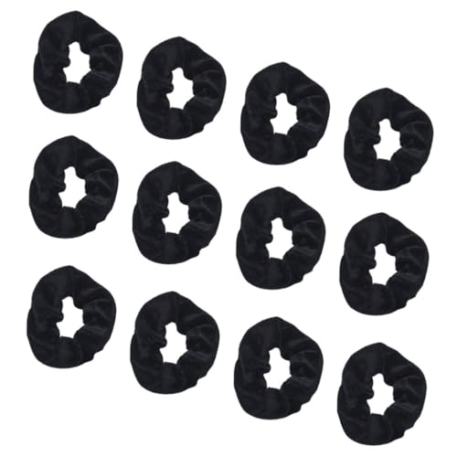 WEKADRIN 12 Stück Teiliges Haargummis Weichem Flanell Elastische Haarschleifen für Damen und Mädchen Modische Haarknoten accessoires Schwarzer Haarschmuck für Alltag und Party von WEKADRIN