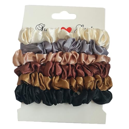 WEKADRIN 12 Stück Teiliges Kleine Satin haargummis aus Seidenähnlichem Material Elastische Retro inspirierte Haarringe für Frauen und Mädchen Schonend für Dünnes und Dickes Haar Modische von WEKADRIN